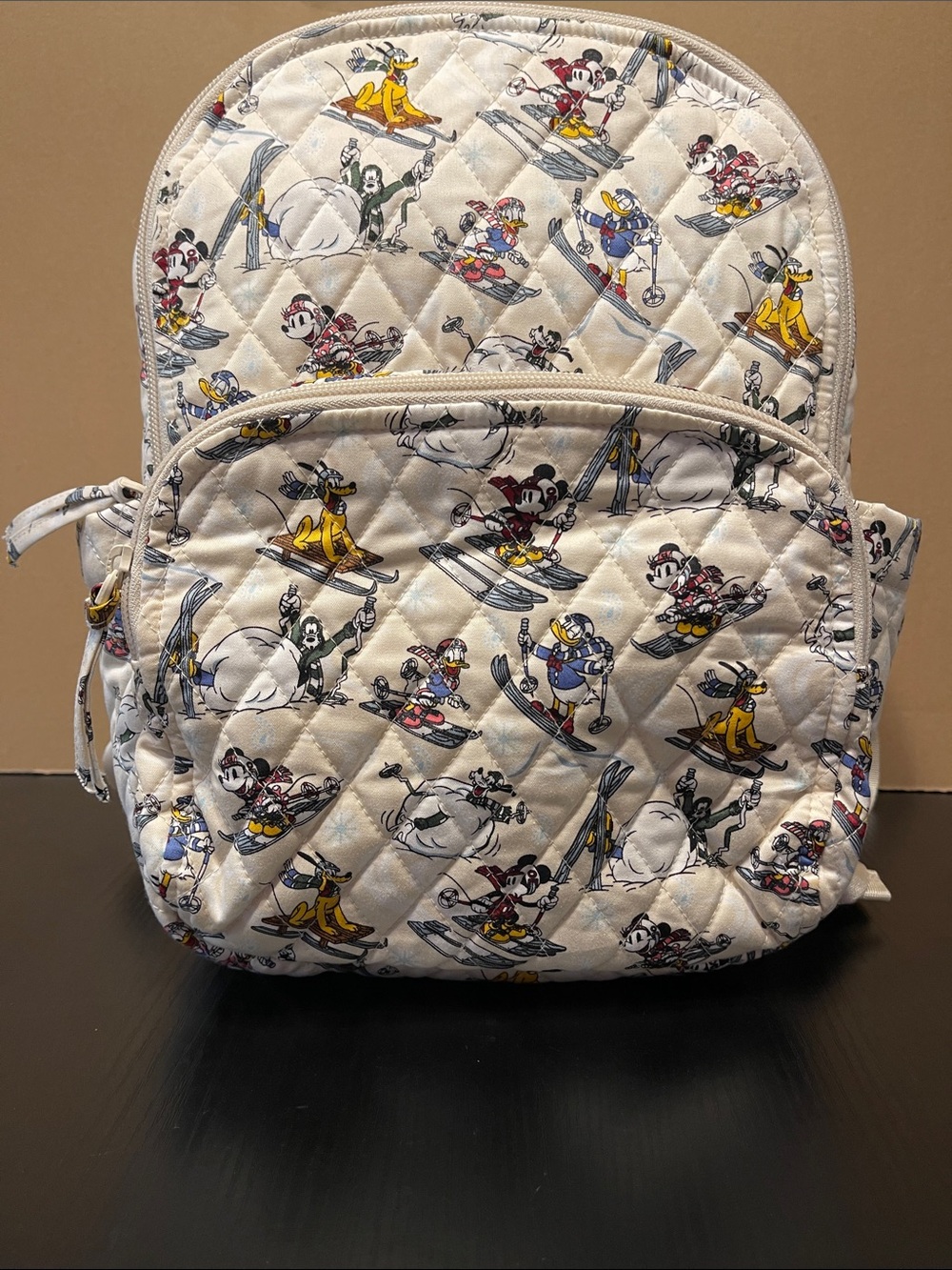 Vera Bradley Disney Quilted Cream Quilted Ski Characters Backpack